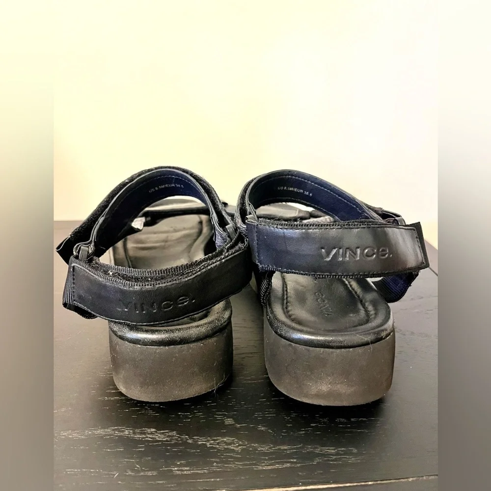 VINCE Sporty Leather Velcro Sandals 8.5
